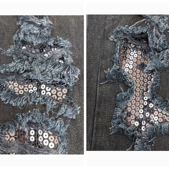 LF Carmar Non Stretch Denim Mid Rise Baggy Sequin Jeans - Picture 9 of 14